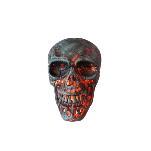 Skull with Flame Lights 20cm Ea