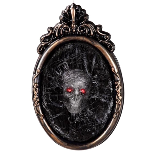 Mirror with Skull Lightup Hanging 45cm Ea