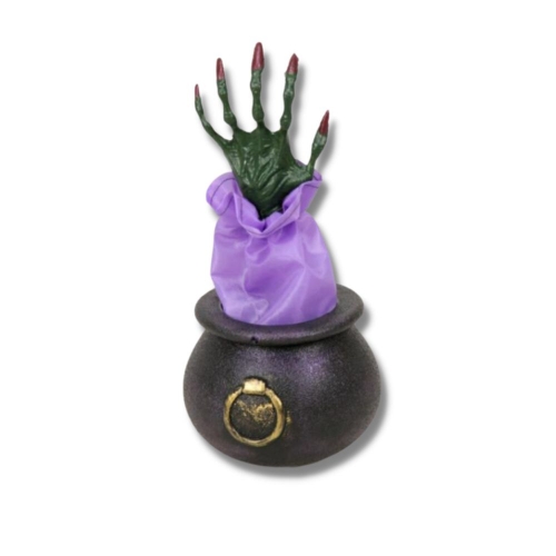 Cauldron with Animated Witch Hand 24cm Ea LIMITED STOCK