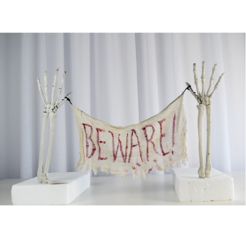 Beware Skeleton Hands Lawn Sign 70cm Ea LIMITED STOCK