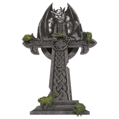 Tombstone Cross Mossy 55cm Ea