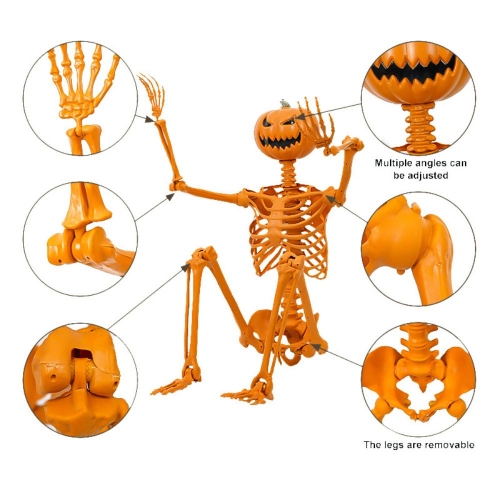 Skeleton Pumpkin Head Orange 1.5m Ea