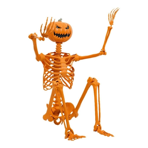 Skeleton Pumpkin Head Orange 1.5m Ea