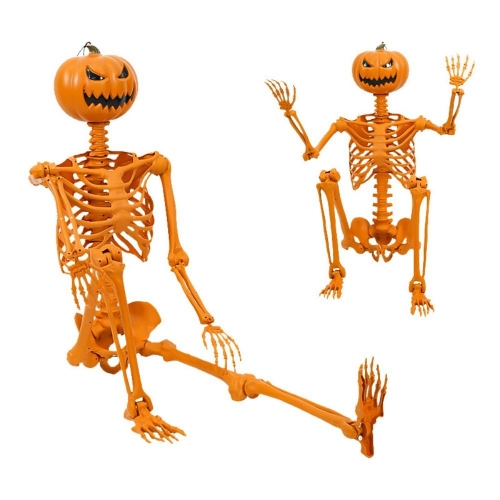 Skeleton Pumpkin Head Orange 1.5m Ea